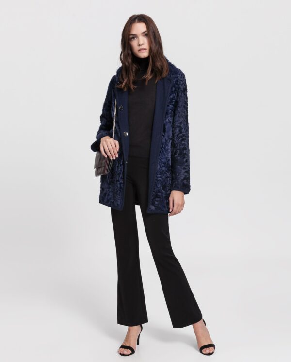 Abrigo azul oscuro de pelo de cordero xianggao reversible para mujer marca Saint Germain