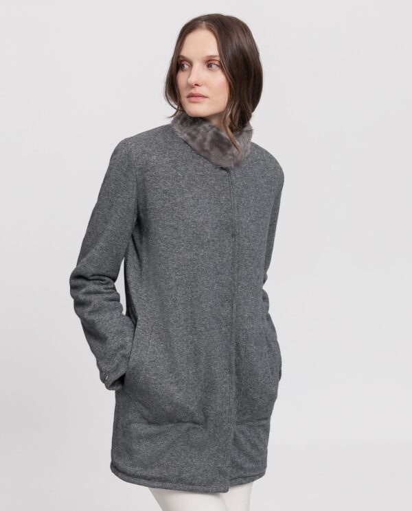 Abrigo gris de pelo de cordero xianggao reversible para mujer marca Saint Germain